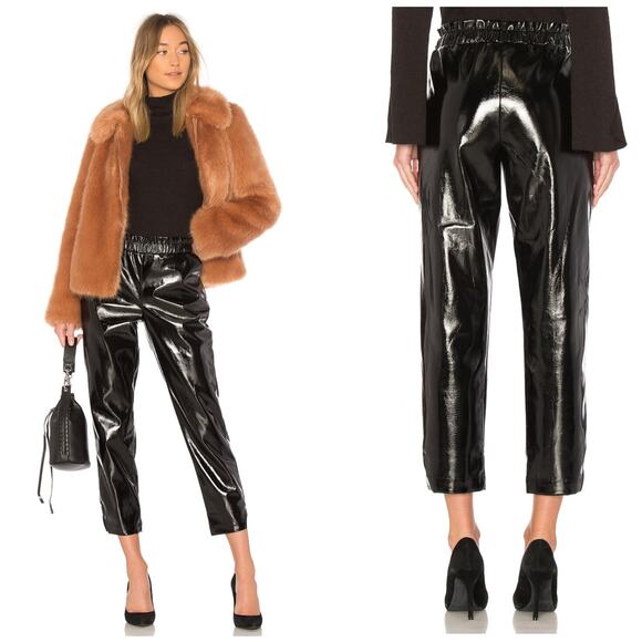 FRAME Holiday Trouser Faux Leather Noir Black {3V38}